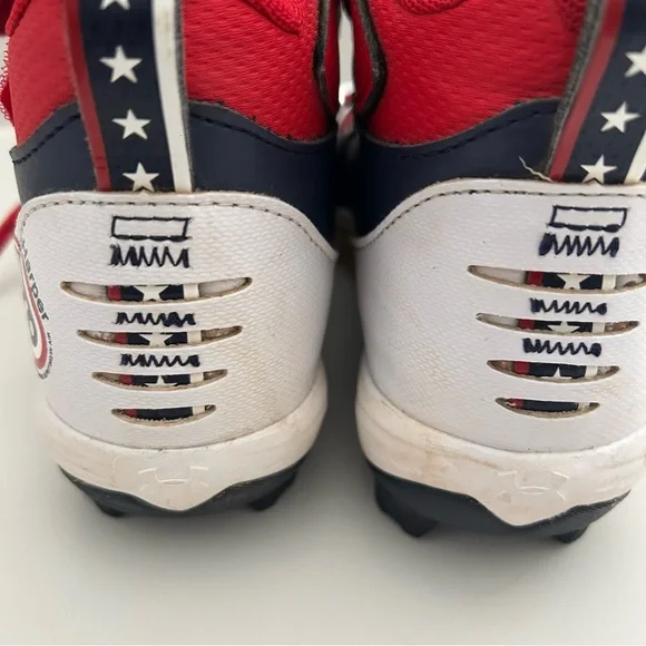 Under Armour Harper 6 Red White and Blue Boys Baseball Cleats Boys Size 3Y - Picture 2 of 12